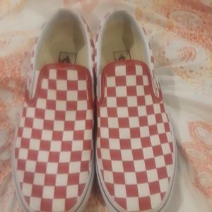 Checkered vans slip ons